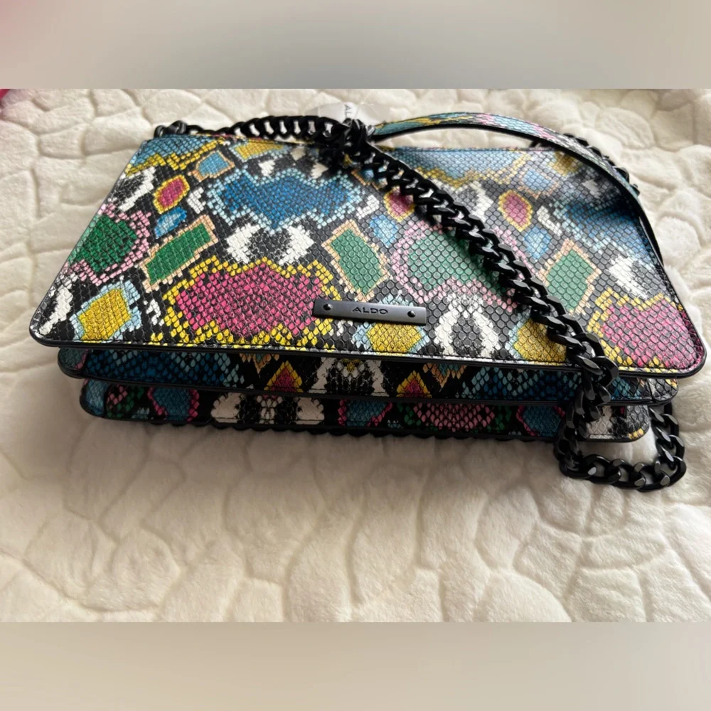 🔥LOW STAR🔥Aldo Multicolor Quilted Shoulder Bag with Chain Strap 🔥STELLA VIBES - Picture 7 of 15